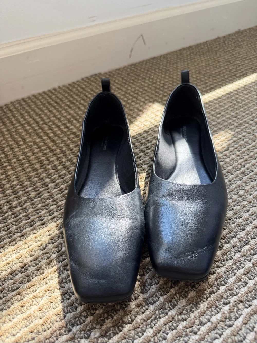 Vagabond Black Square-Toe Slip-On Flats